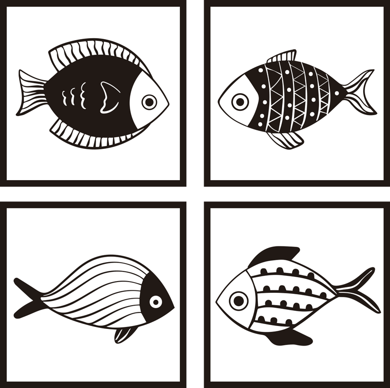 Kauniit kalakuviot vinyylimatto kylpyhuoneeseen - Tenstickers