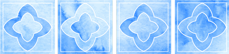 Kylpyhuoneen vinyylimatto mosaiikkisin sinisin sävyin - Tenstickers