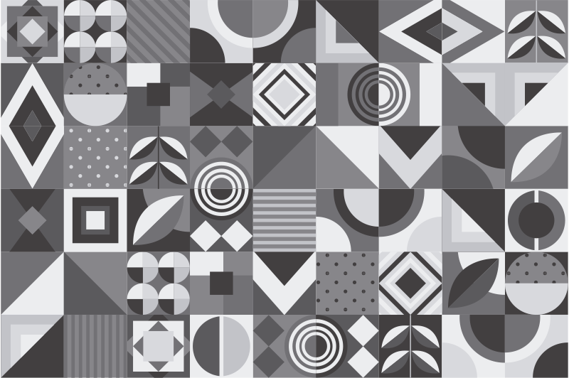 Harmaat geometriset laatat kylpyhuoneen vinyylimatto - Tenstickers