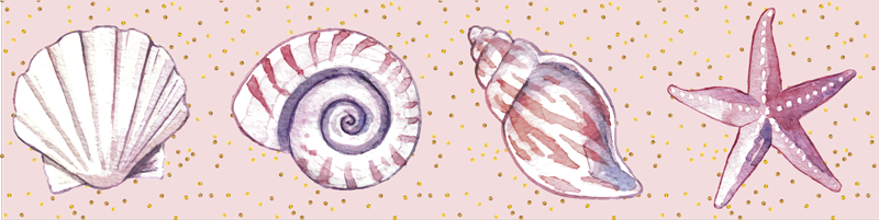 Merenelävien reunus kylpyhuoneen vinyylimatto - Tenstickers