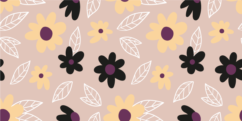 Värikkäät modernit kukat beige-taustalla vinyylimatto - Tenstickers