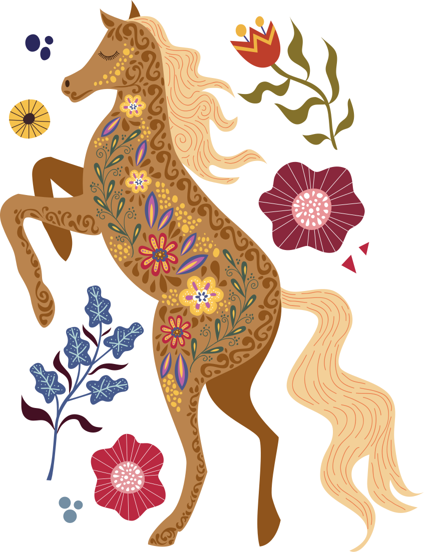 Kukkainen villihevosten kansantarina vinyylimatto - Tenstickers