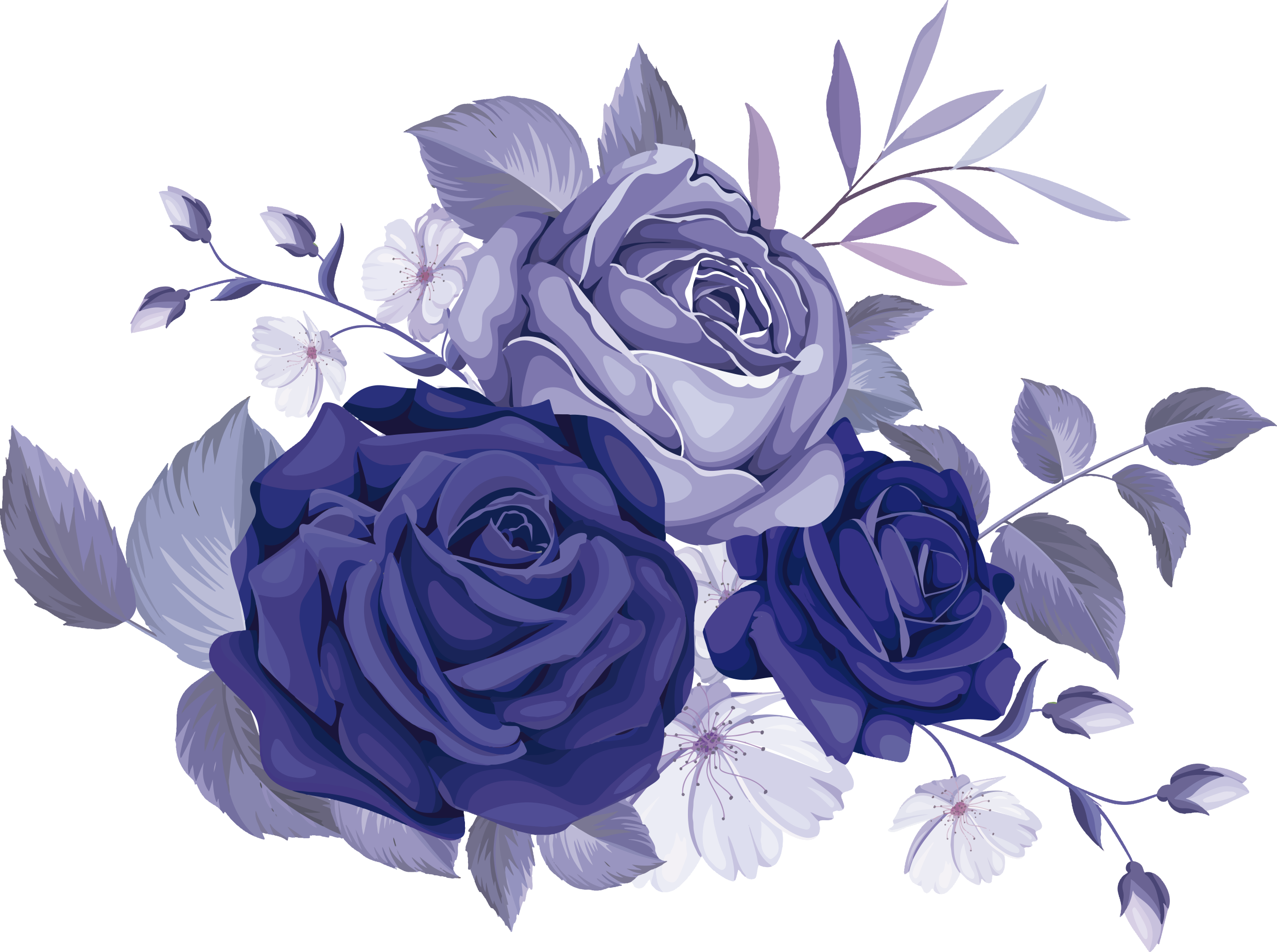 Elegantit violetit ruusut kukka vinyylimatto - Tenstickers