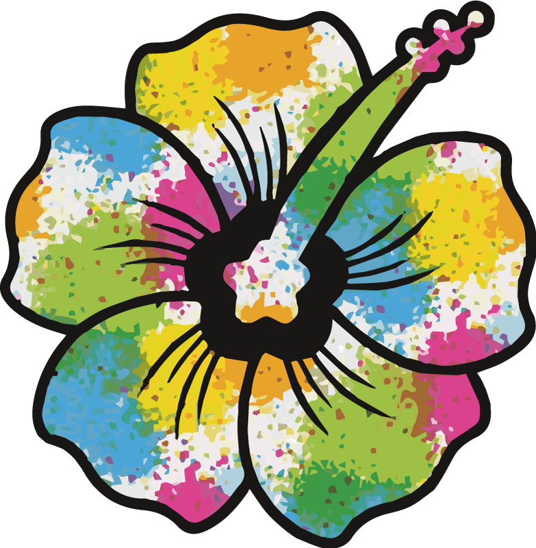 Vinyylimatto makuuhuoneeseen värikkäällä hibiskuskukalla - Tenstickers