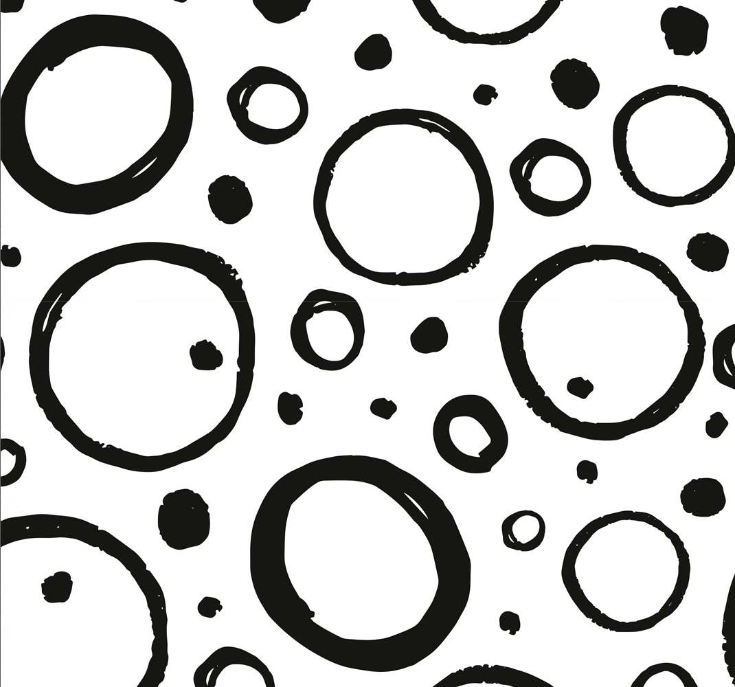 Ympyrämuotoilu mustavalkoinen geometrinen vinyylimatto - Tenstickers