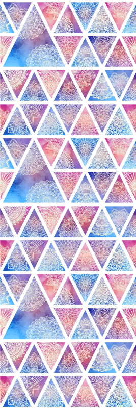 Etniset kukkakuviot kolmioissa geometrinen vinyylimatto - Tenstickers