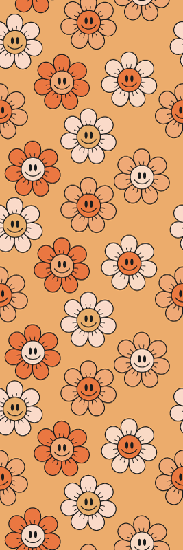 Vinyylimatto makuuhuoneeseen oranssit hymynaamat - Tenstickers