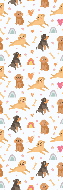 Vinyylimatto makuuhuoneeseen söpö koira ja sateenkaari kuvio - Tenstickers