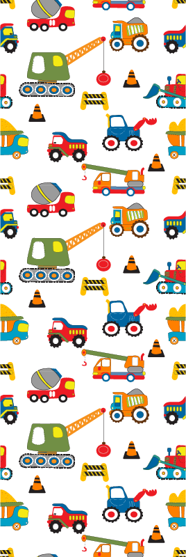 Vinyylimatto makuuhuoneeseen suloiset kaivurit työssä - Tenstickers