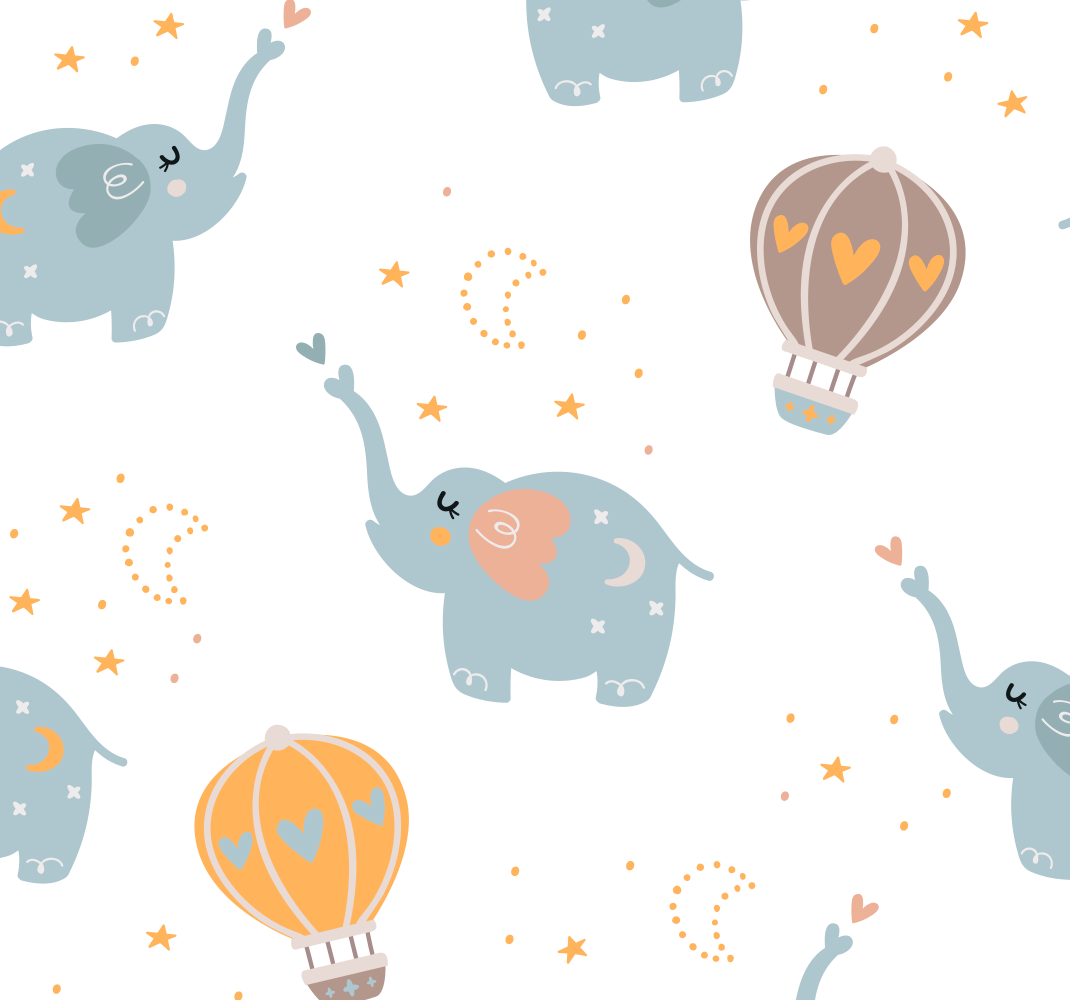 Vinyylimatto makuuhuoneeseen söpöille elefanteille - Tenstickers