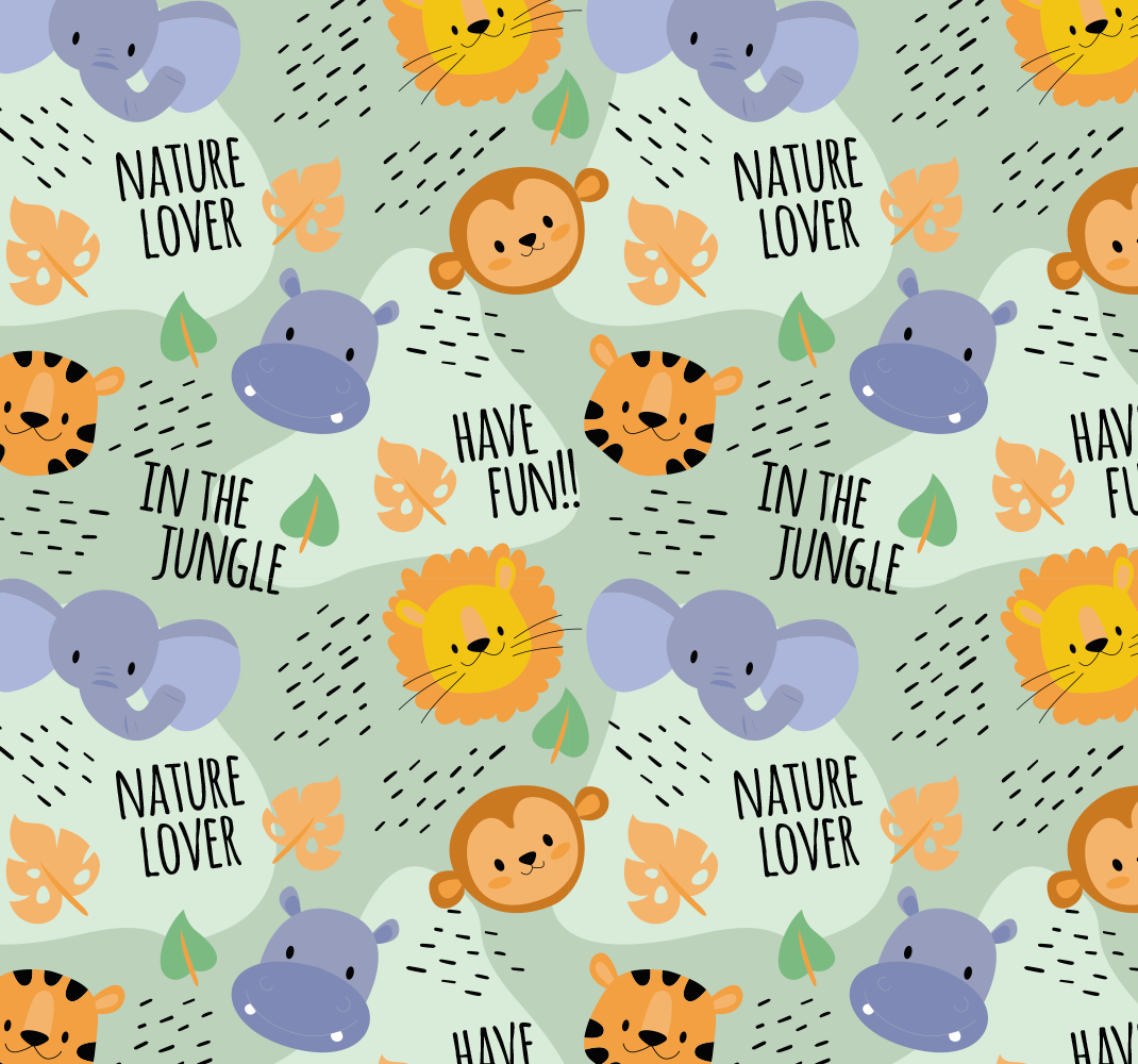 Vihreät viidakon eläimet vinyylimatto - Tenstickers