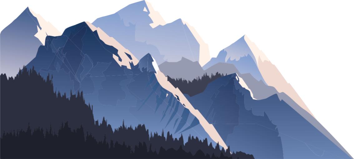 Luonto vinyylimatto harmaa metsä vuoret ja aurinko - Tenstickers