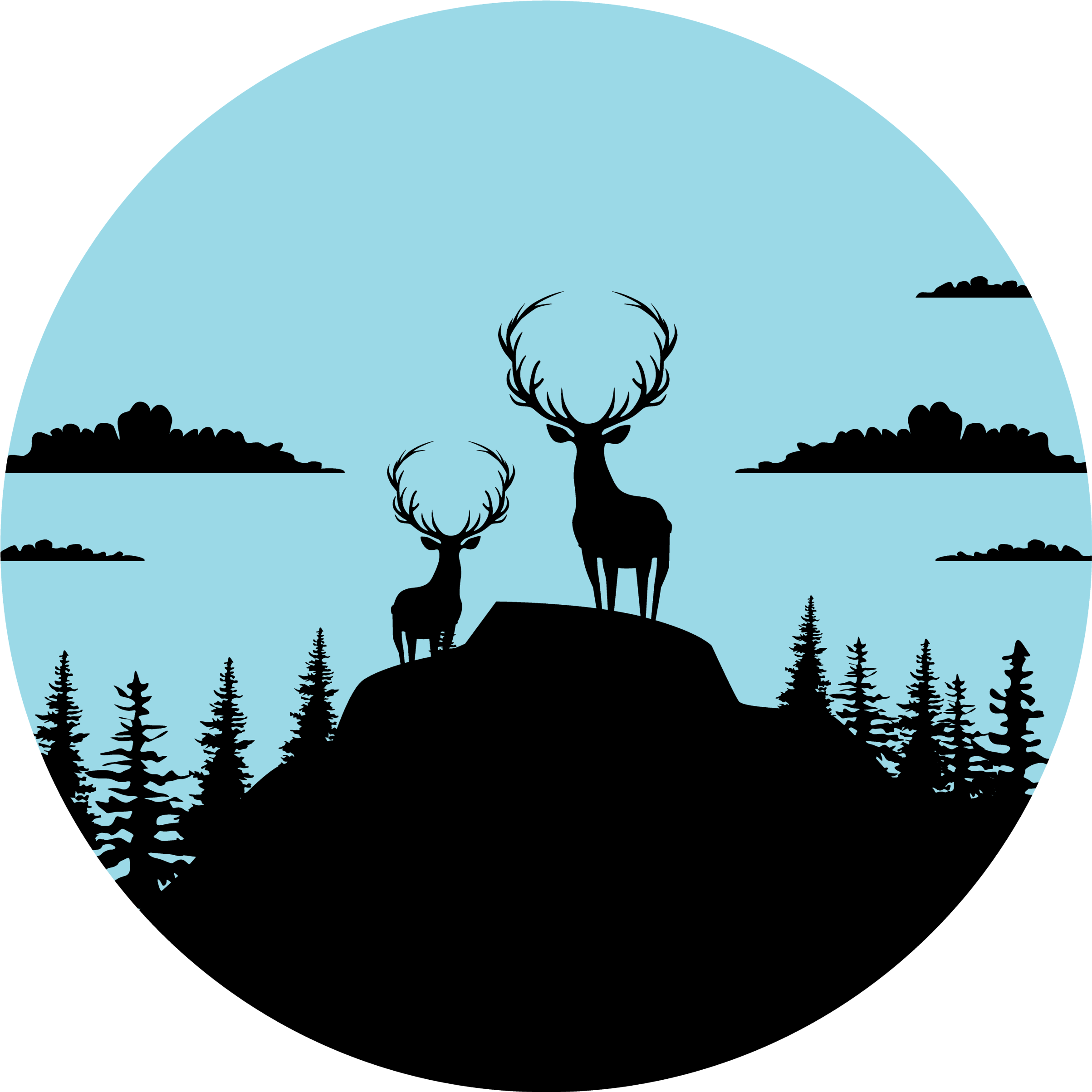 Luonto vinyylimatto vuori ja peurat - Tenstickers