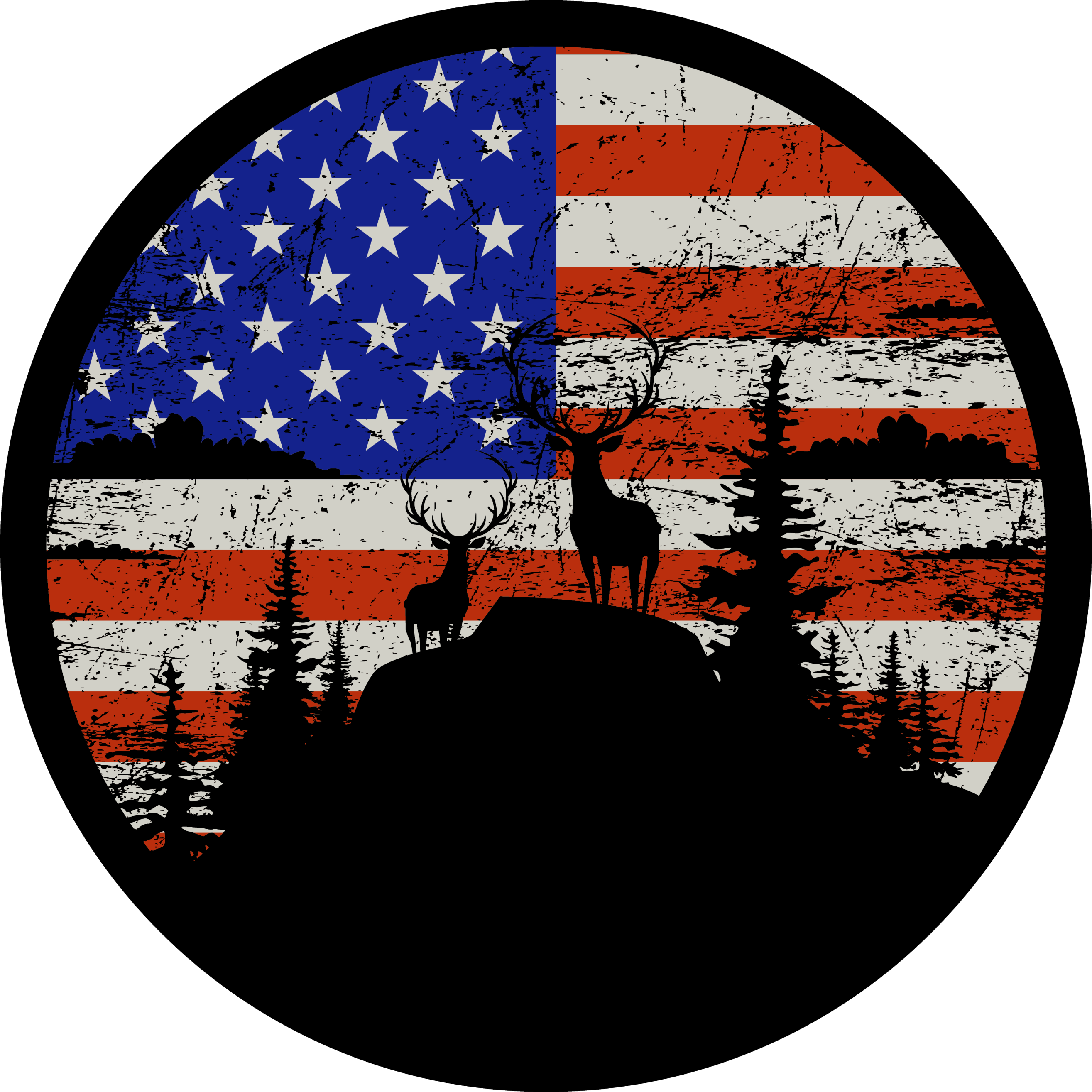 Luonto vinyylimatto amerikkalainen lippuvuori silhouette - Tenstickers