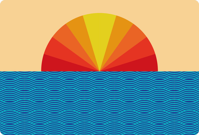 Luonto vinyylimatto vintage auringonlasku läppäri - Tenstickers
