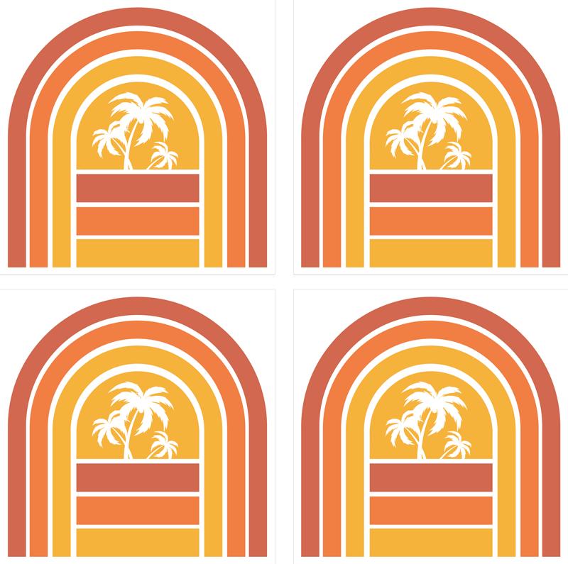 Retro auringonlasku ja palmupuut vinyylimatto - Tenstickers