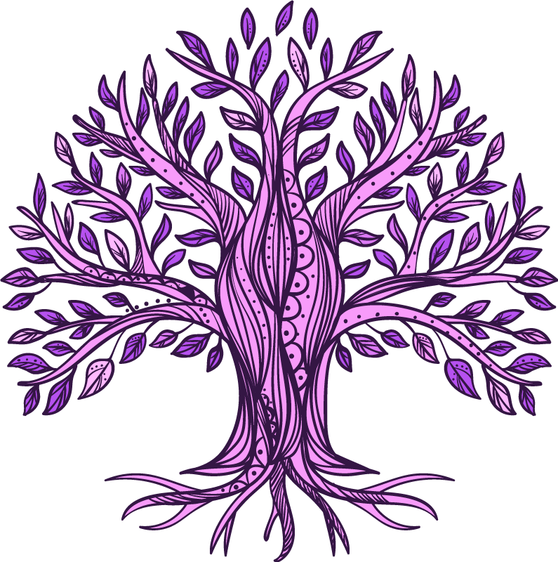 Elämänpuu violetti kuosi luonto vinyylimatto - Tenstickers