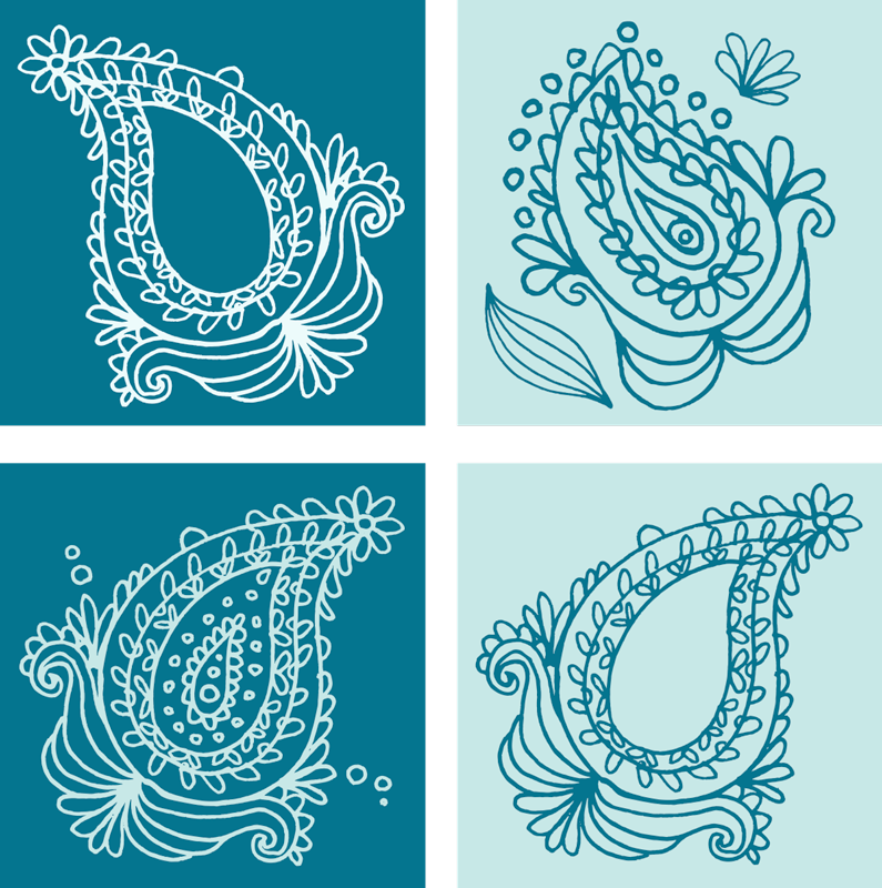 Paisleykuvioiset laatatluonto vinyylimatto - Tenstickers