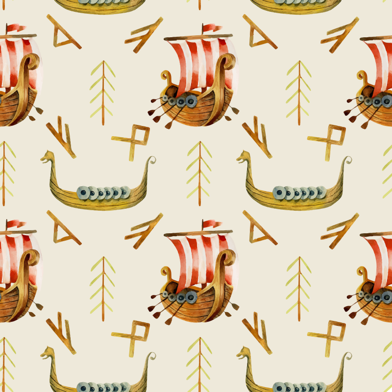 Luonto vinyylimatto viikinkilaivamalli - Tenstickers