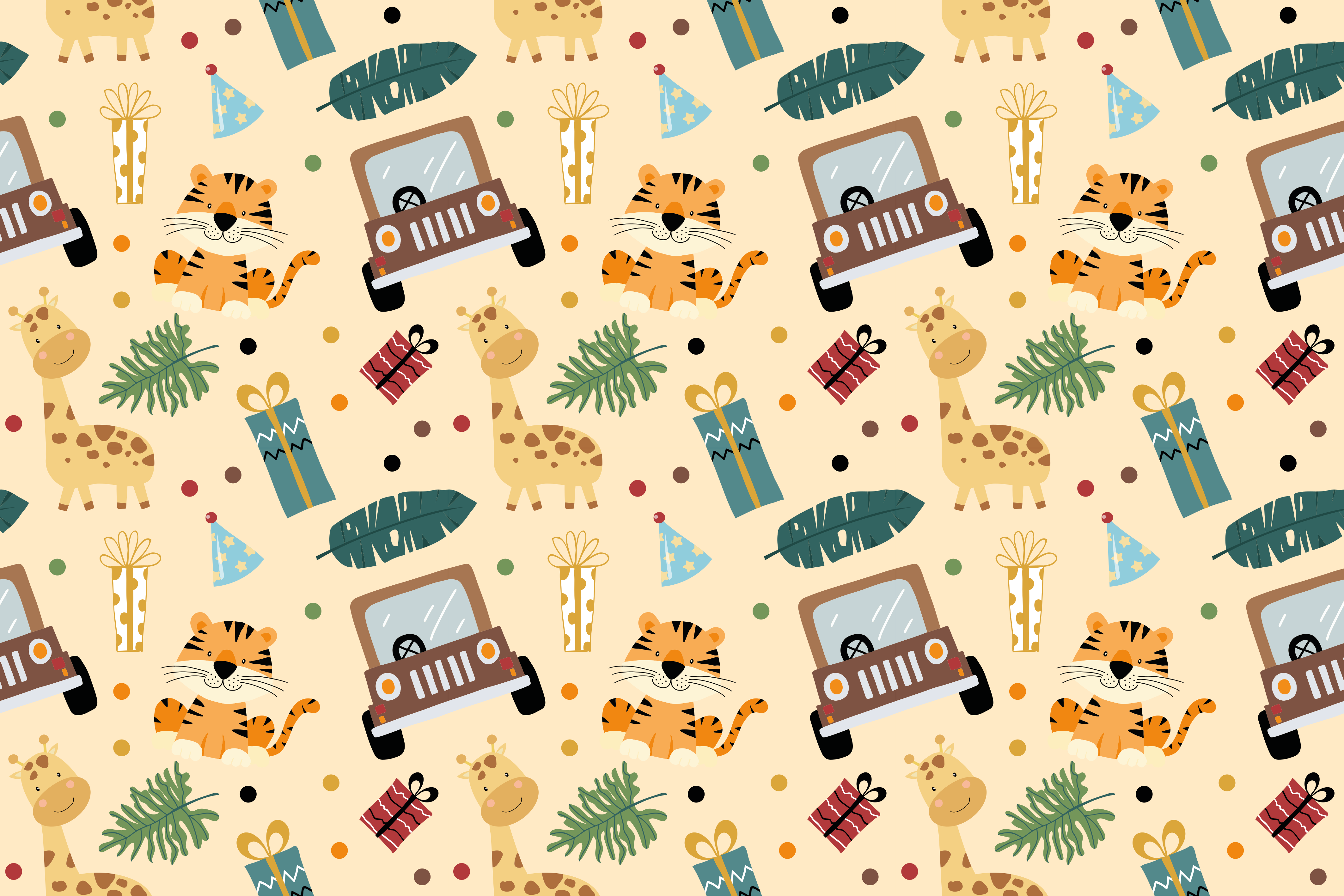 Leikkisät safari-elementit luonto vinyylimatto - Tenstickers