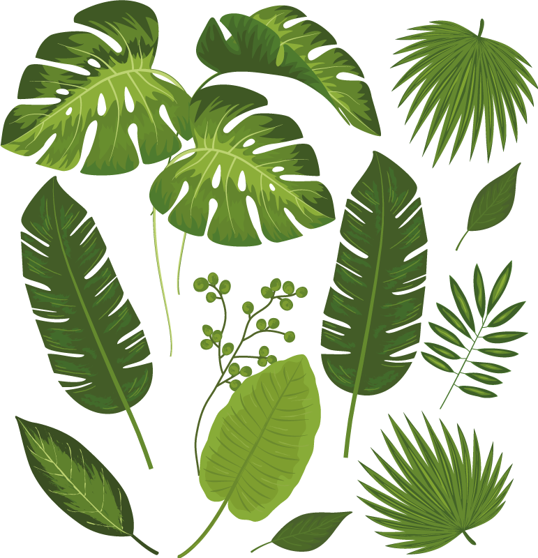 Kukkavinyylimatto monenlaisilla lehdillä - Tenstickers