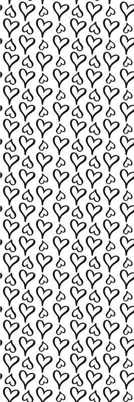 Vinyylimatto makuuhuoneeseen mustilla sydänkuvioilla - Tenstickers