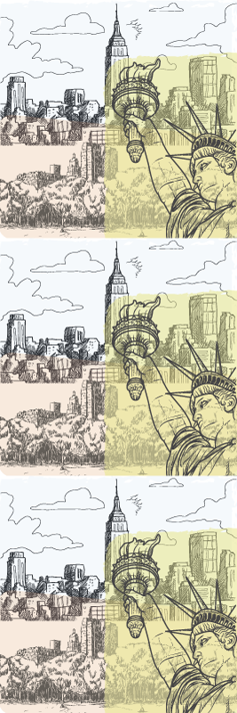 Vinyylimatto makuuhuoneeseen vintage new york -kollaasilla - Tenstickers