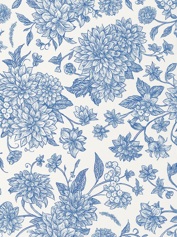 Vinyylimatto makuuhuoneeseen sininen dahlia kukka - Tenstickers