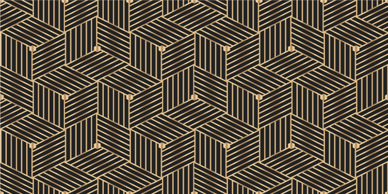 Kultainen geometrinen deco-kuvio vinyylimatto - Tenstickers