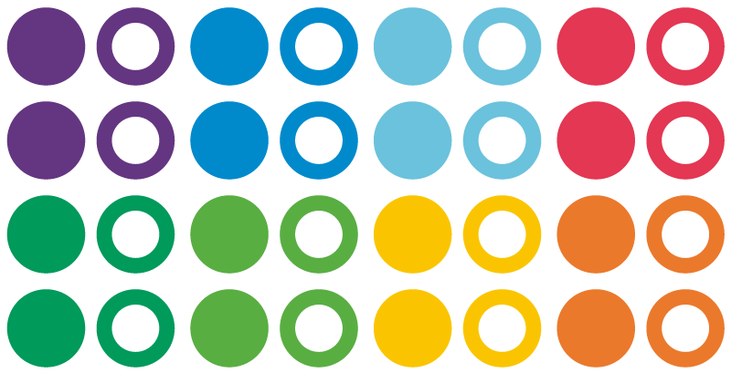 Sateenkaaren värit ympyrät geometrinen vinyylimatto - Tenstickers