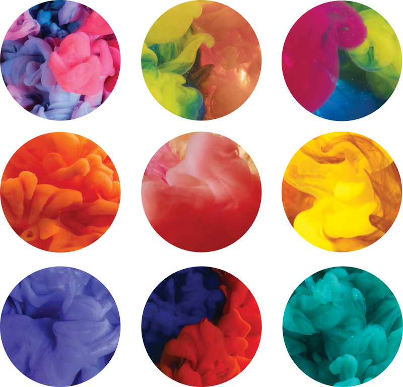 Geometrinen vinyylimatto värikkäillä savustetarroilla - Tenstickers