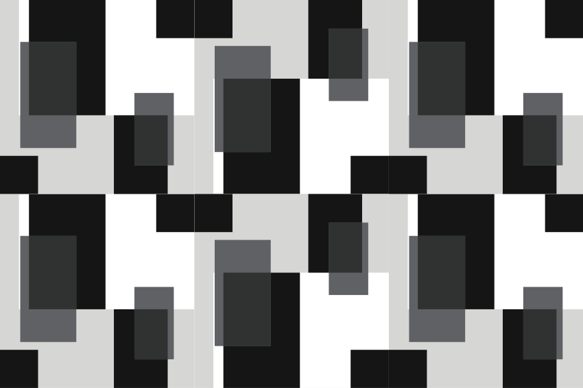 Geometrinen vinyylimatto mustavalkoisilla värilohkoilla - Tenstickers