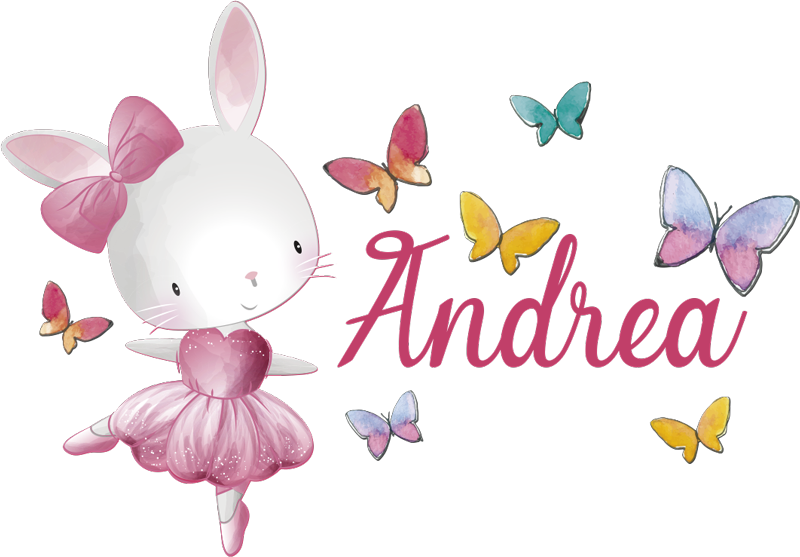 Ballettitanssija perhoset ympärillä lastenhuone vinyylimatto - Tenstickers