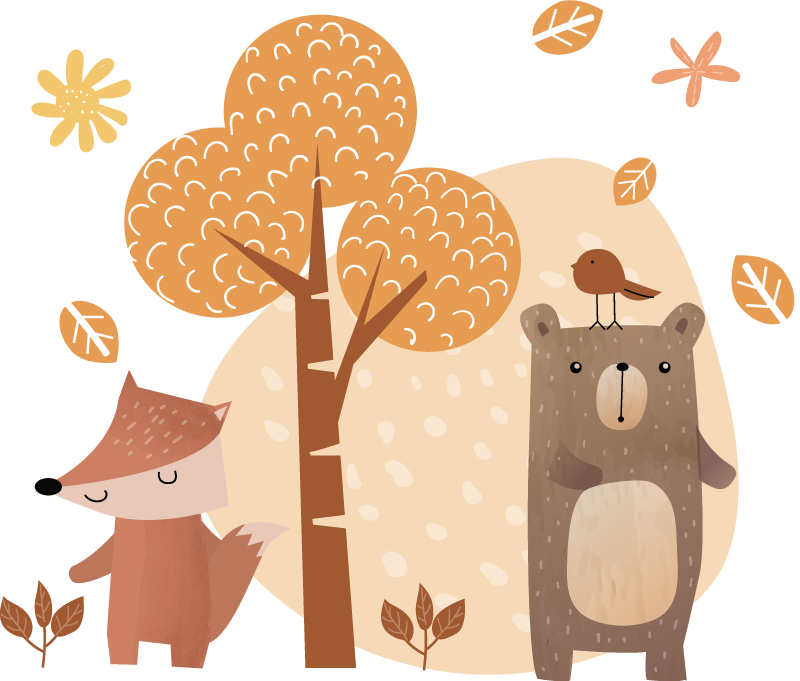 Eläimet ja puut lastenhuone vinyylimatto - Tenstickers
