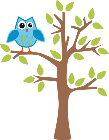 Lastenhuone vinyylimatto sinisellä pöllöllä puussa - Tenstickers