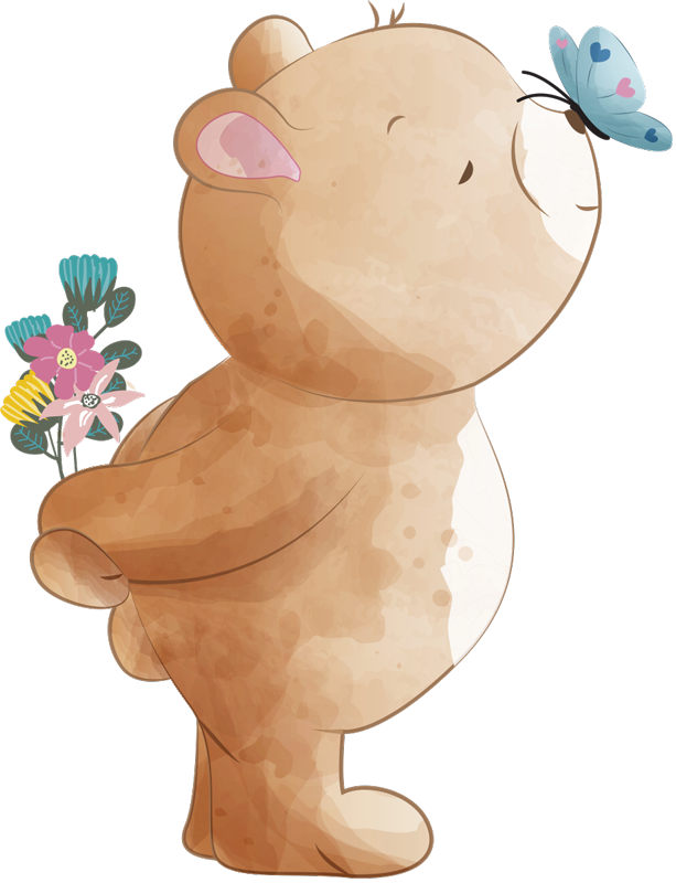 Lastenhuoneen tarra karhulla ja perhosella - Tenstickers