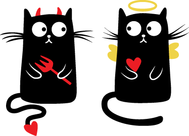 Hyvä ja huono kissa lastenhuone vinyylimatto - Tenstickers