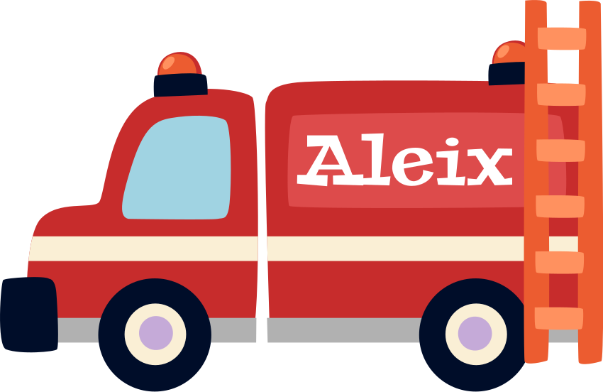 Palokunta-auto nimikoitu lastenhuone vinyylimatto - Tenstickers