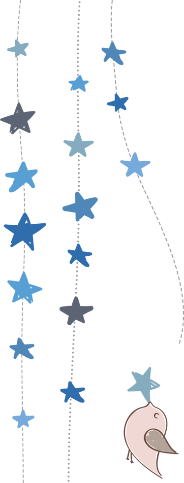 Siniset tähdet ja lintu lastenhuone vinyylimatto - Tenstickers