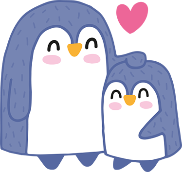 äidin ja vauvan pingviini lastenhuone vinyylimatto - Tenstickers