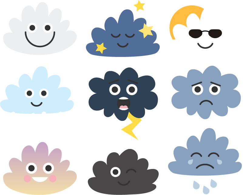 Pilvet ja kasvot lastenhuone vinyylimatto - Tenstickers