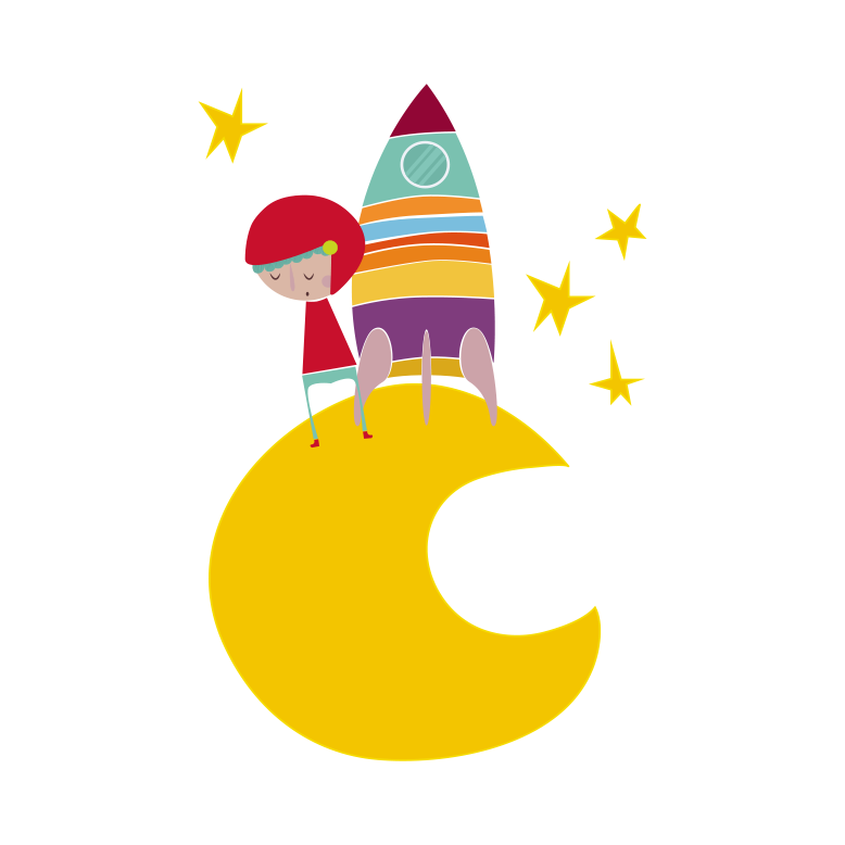 Kuu matkalla raketilla lastenhuone vinyylimatto - Tenstickers