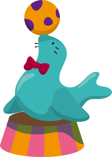 Sirkusfoka pallolla lastenhuone vinyylimatto - Tenstickers