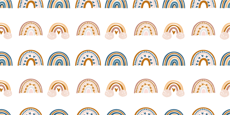 Käsin piirretty syksyn sateenkaari lastenhuone vinyylimatto - Tenstickers
