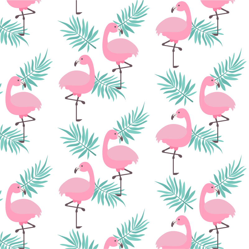 Vinyylimatto makuuhuoneeseen trooppisella flamencokuviolla - Tenstickers