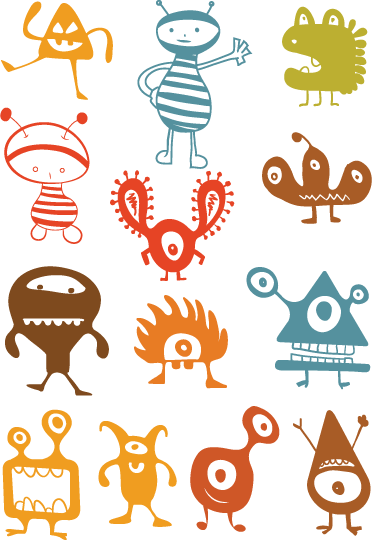 Värikkäät avaruusolennot lastenhuone vinyylimatto - Tenstickers