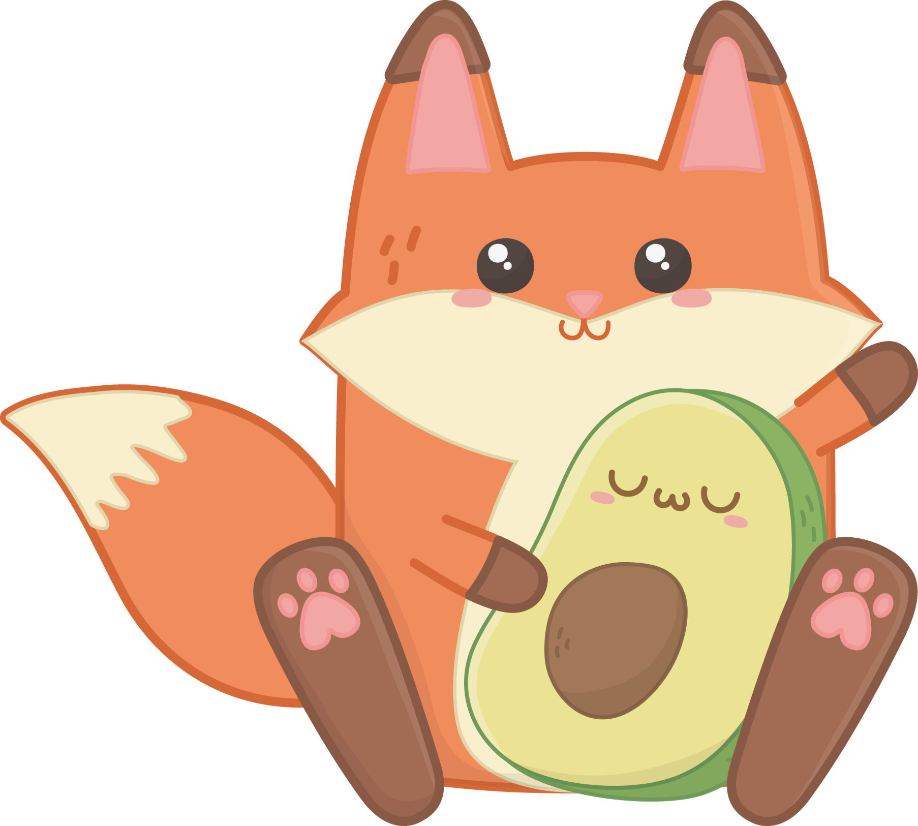 Kawaii-foxi-avokado lastenhuone vinyylimatto - Tenstickers