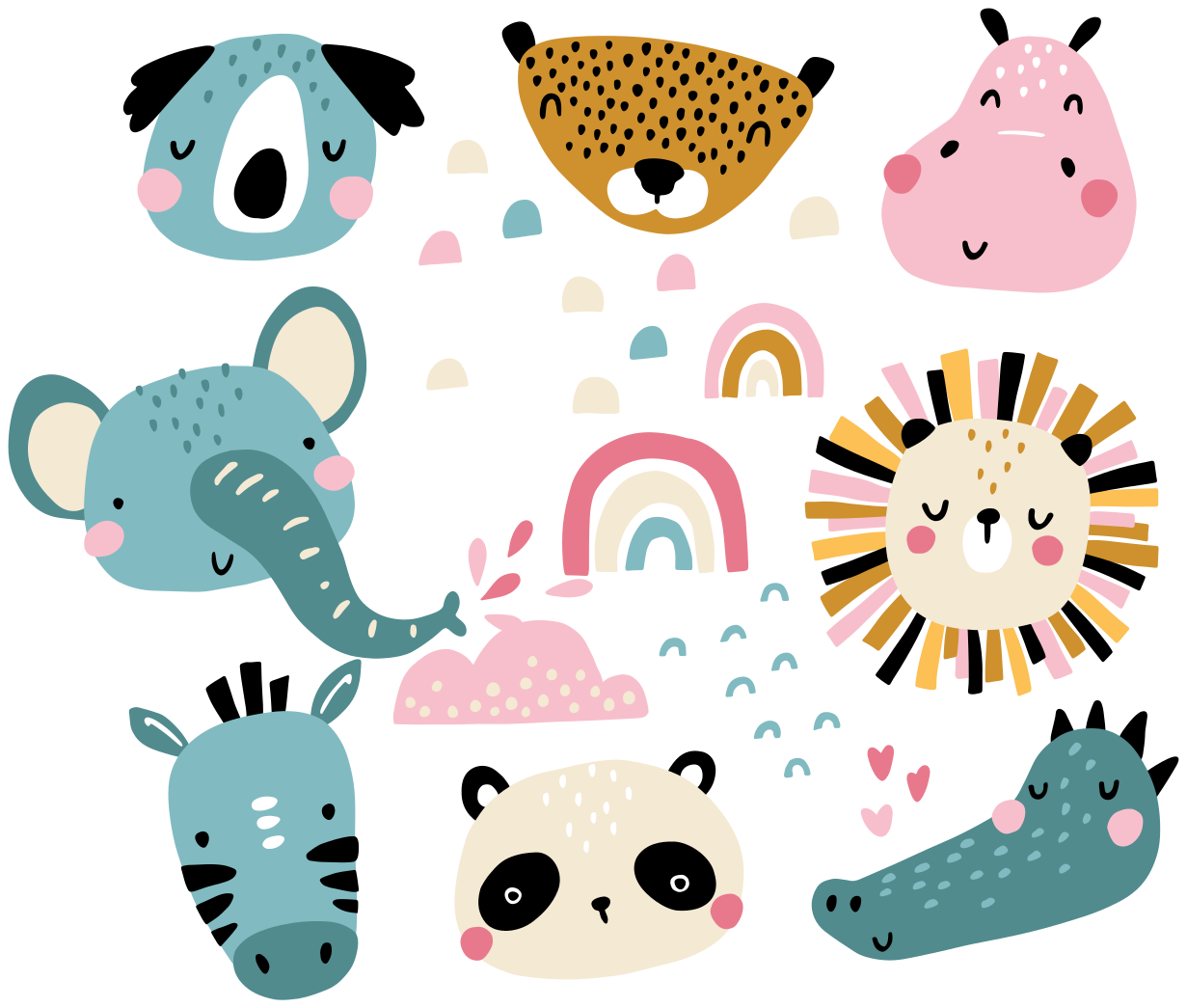 Lastenhuone vinyylimatto pikkueläimet pohjoismaisesti - Tenstickers