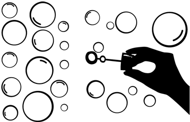 Peli vinyylimatto käsivarren siluetti kuplilla - Tenstickers