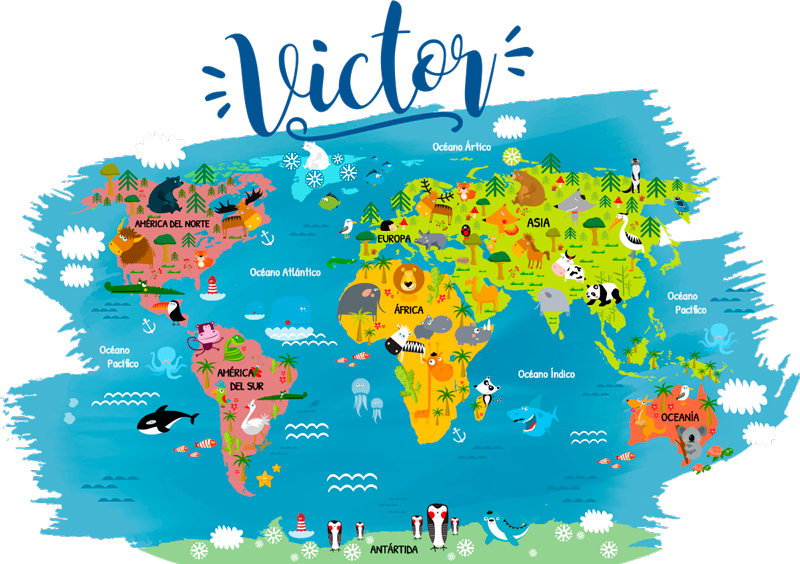Eläinkartta suomenkielisillä nimillä vinyylimatto - Tenstickers